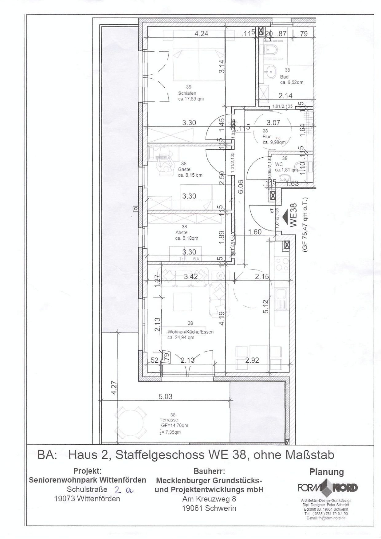 Penthouse zum Kauf provisionsfrei als Kapitalanlage geeignet 379.900 € 3 Zimmer 83 m²<br/>Wohnfläche Schulstraße 2a Wittenförden Wittenförden 19073