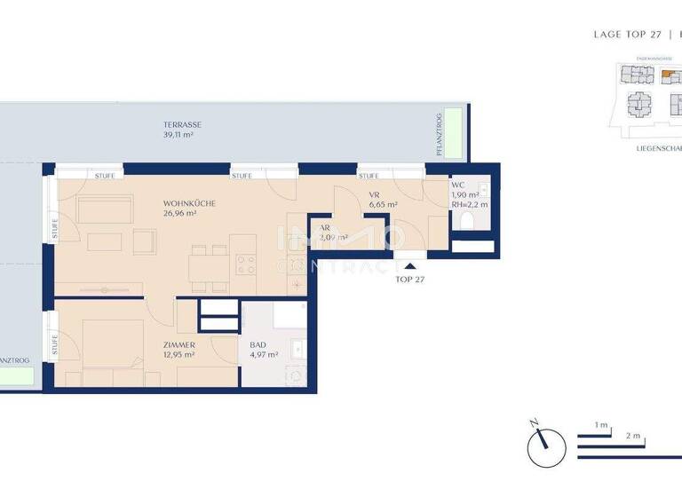 Wohnung zum Kauf - Erstbezug provisionsfrei 395.000 € 2 Zimmer 55,5 m² 5. Geschoss Wien 1230