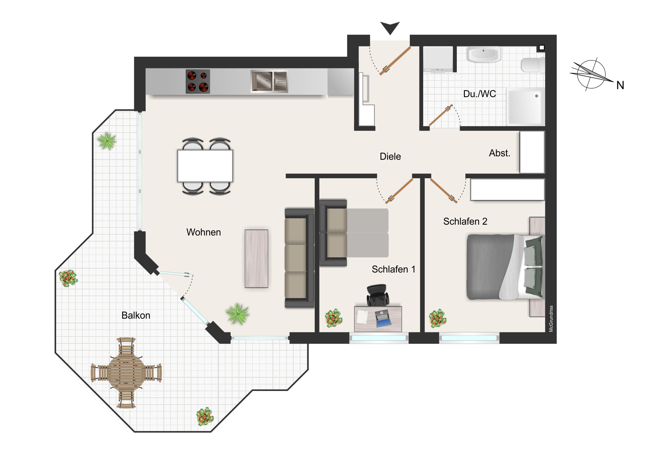 Wohnung zum Kauf 325.000 € 3 Zimmer 71 m²<br/>Wohnfläche 1.<br/>Geschoss ab sofort<br/>Verfügbarkeit Wassersleben 1 Wassersleben Harrislee 24955