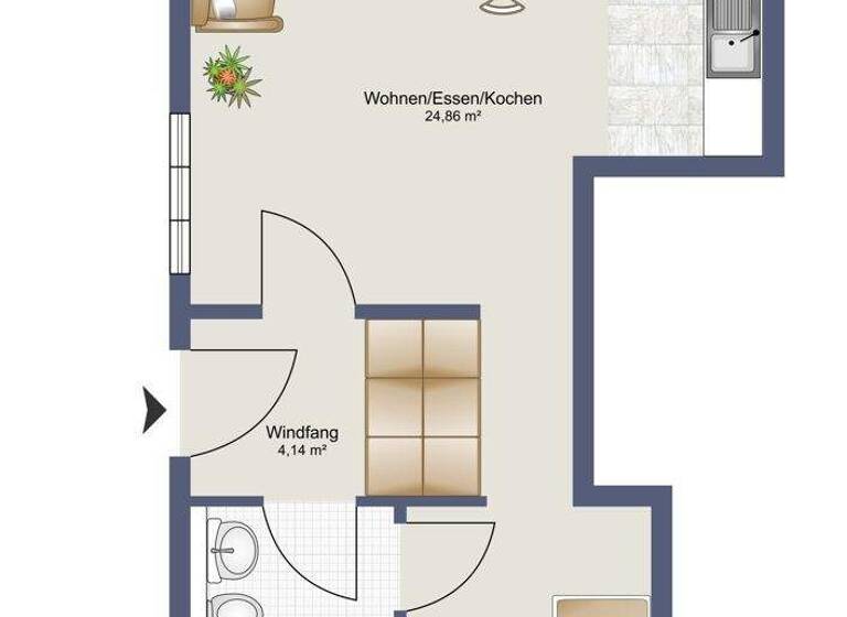 Wohnung zur Miete 650 € 1,5 Zimmer 45 m² Schulstraße 20 Bäk 23909