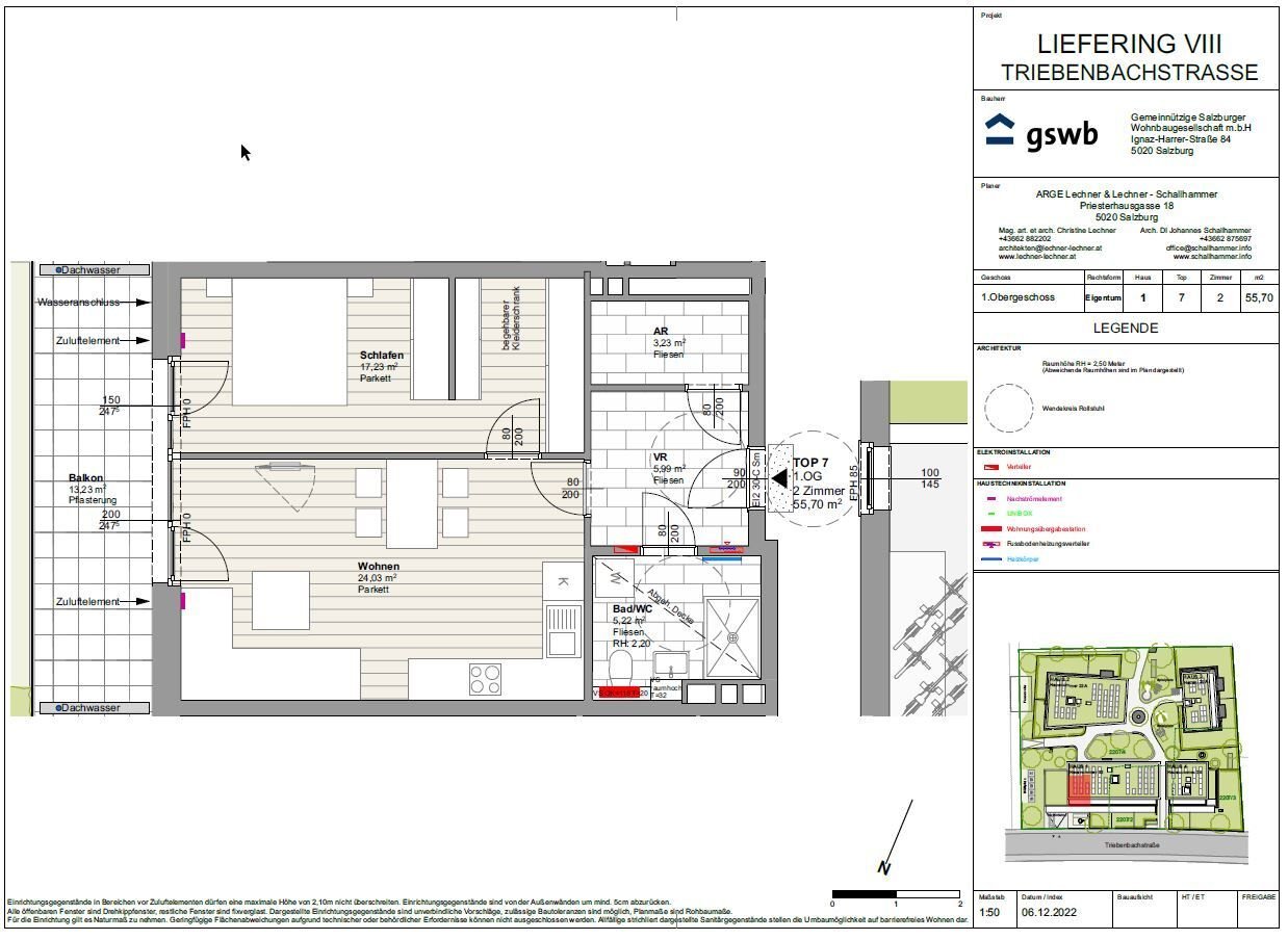 Wohnung zum Kauf provisionsfrei 397.866 € 2 Zimmer 55,7 m²<br/>Wohnfläche 1.<br/>Geschoss Triebenbachstraße 22 Liefering II Salzburg(Stadt) 5020