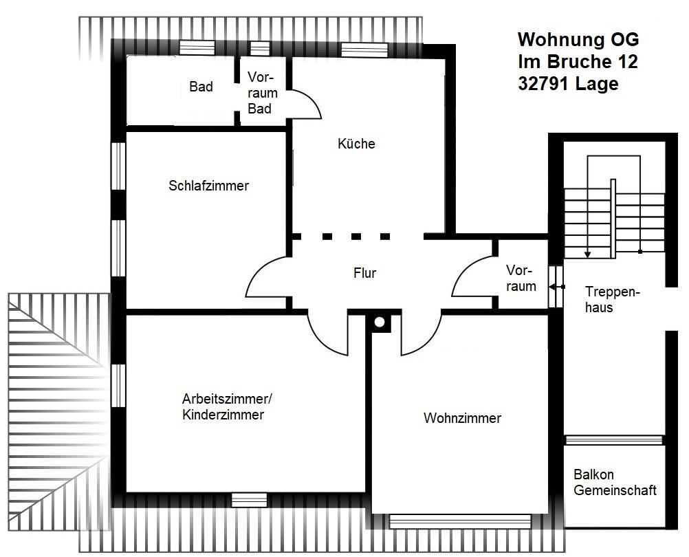 Wohnung zur Miete 650 € 3 Zimmer 79 m²<br/>Wohnfläche 2.<br/>Geschoss 15.02.2025<br/>Verfügbarkeit Im Bruche 12 Lage Lage 32791