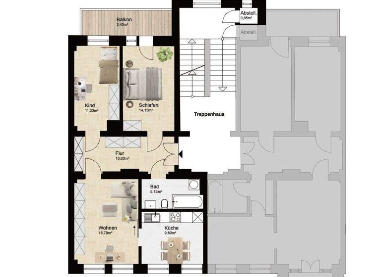 Wohnung zum Kauf 195.000 € 3 Zimmer 72 m² 2. Geschoss Pieschen-Süd Dresden 01127