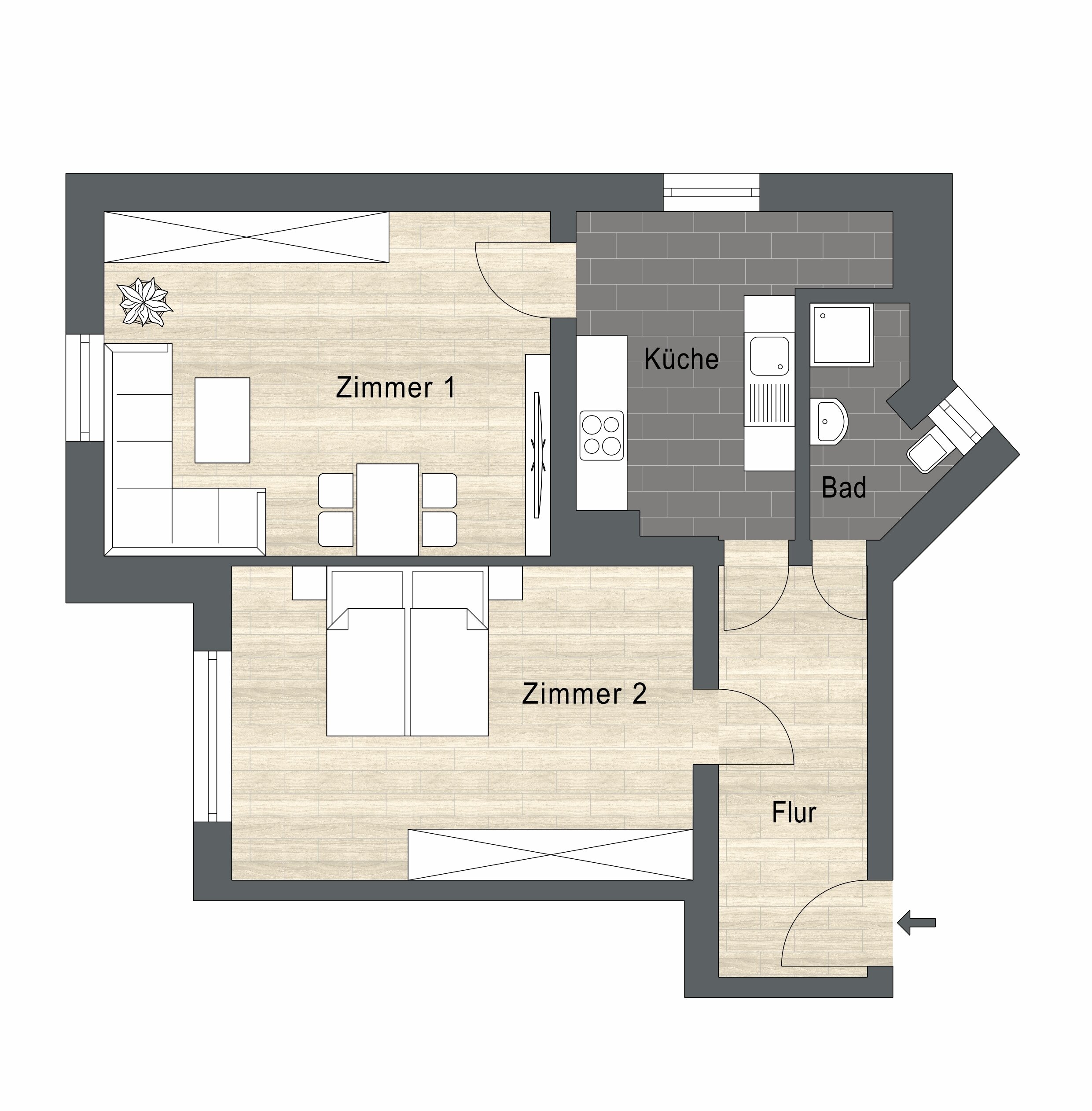 Wohnung zur Miete 699 € 2 Zimmer 49,8 m²<br/>Wohnfläche 2.<br/>Geschoss Altenberger Straße 46 Striesen-Ost (Bärensteiner Str.) Dresden 01277