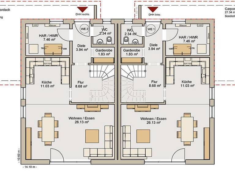 Doppelhaushälfte zum Kauf - Erstbezug 599.600 € 4 Zimmer 113,4 m² 308 m² Grundstück frei ab sofort Leimersheim 76774