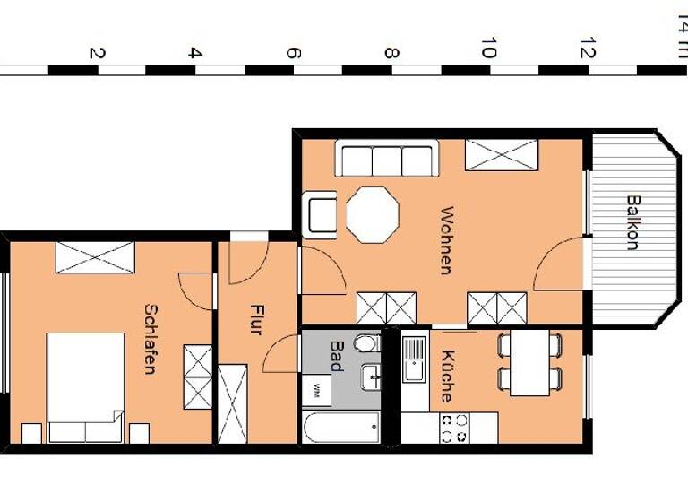 Wohnung zur Miete 337 € 2 Zimmer 56,3 m² 1. Geschoss Humboldtstraße 31 Oschersleben 39387