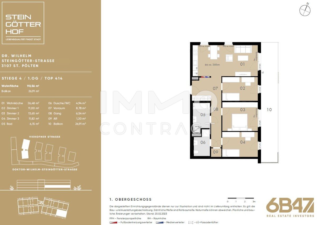 Wohnung zum Kauf provisionsfrei 312.100 € 4 Zimmer 90,6 m²<br/>Wohnfläche 1.<br/>Geschoss St. Pölten St.Pölten 3100