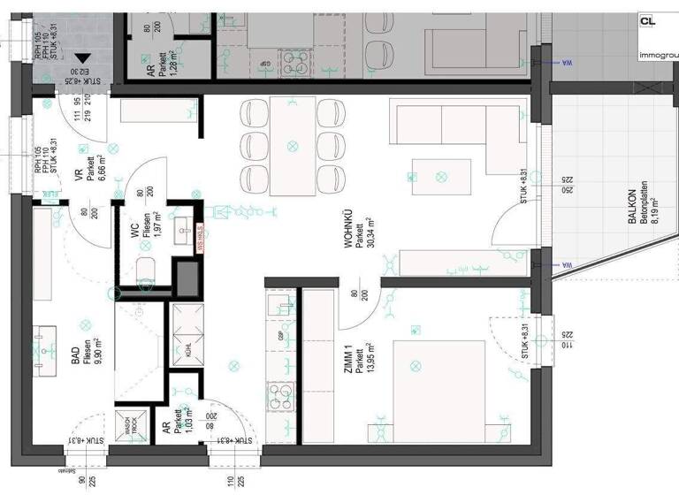 Wohnung zur Miete - Erstbezug 763 € 2 Zimmer 63,7 m² 2. Geschoss frei ab sofort Ibm 5142