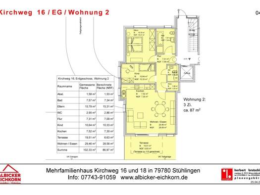 Wohnung zum Kauf provisionsfrei 356.700 € 3 Zimmer 87 m² Kirchweg 16 Stühlingen 79780