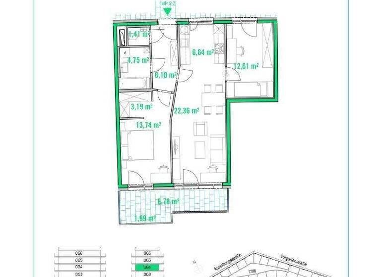 Wohnung zur Miete 1.297 € 3 Zimmer 70,8 m² 4. Geschoss frei ab sofort Ausstellungsstraße Wien 1020