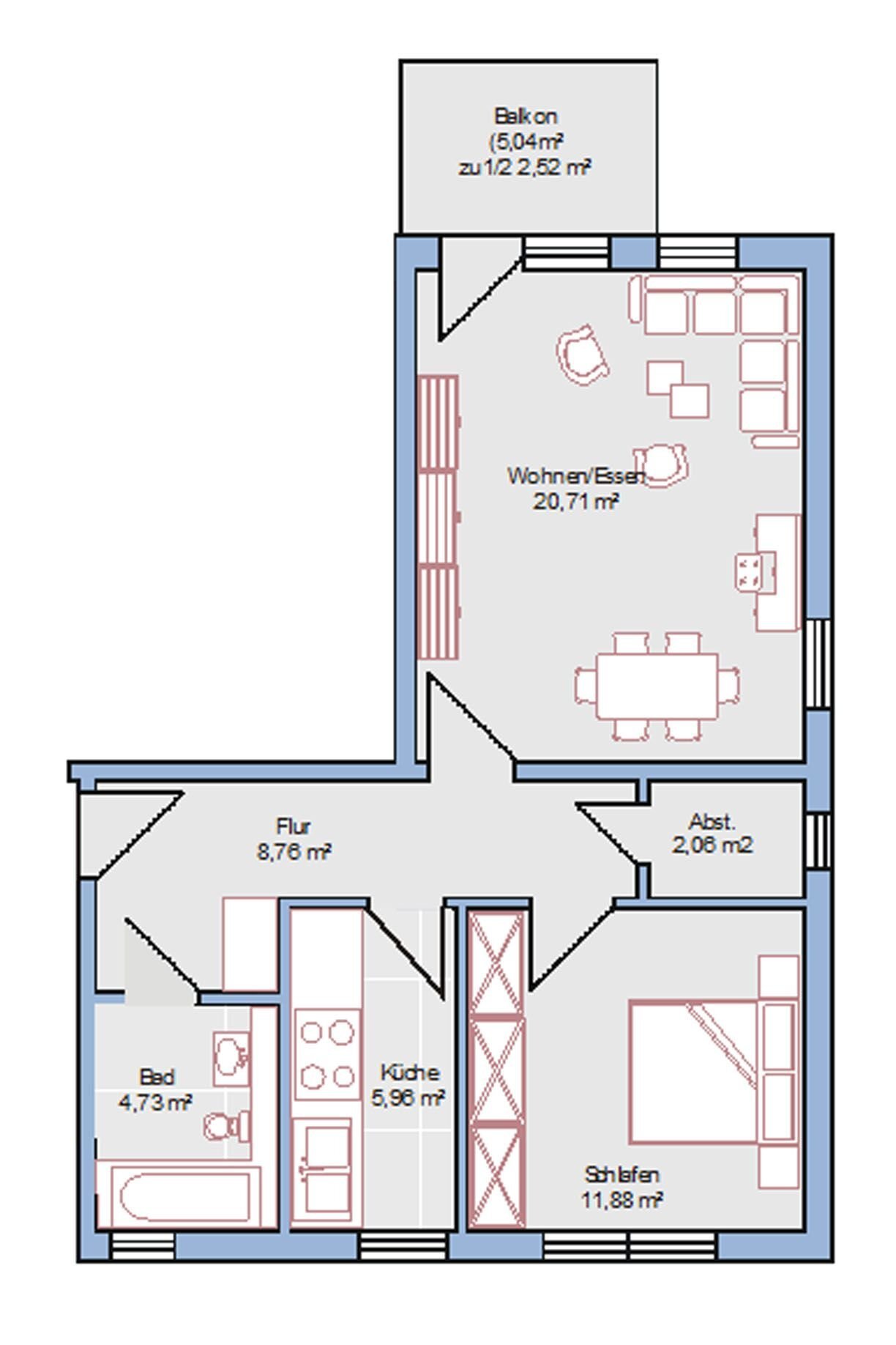 Wohnung zur Miete 580 € 2 Zimmer 56,6 m²<br/>Wohnfläche 1.<br/>Geschoss ab sofort<br/>Verfügbarkeit West Gießen 35398