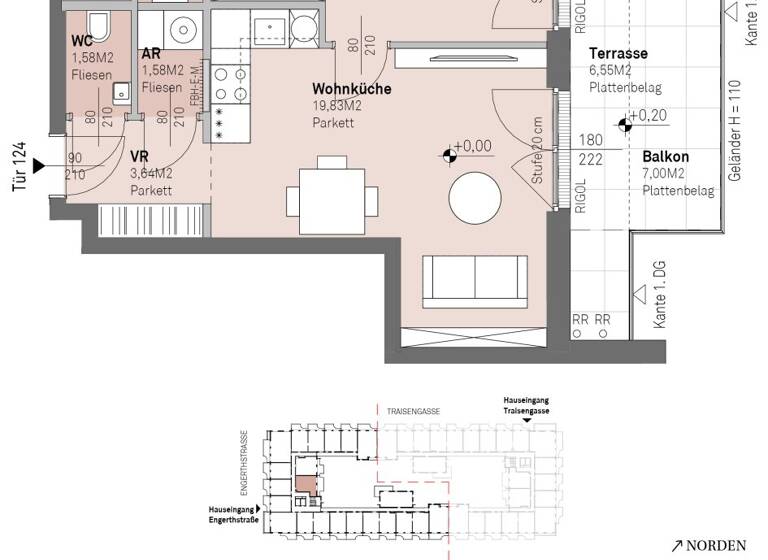Wohnung zum Kauf - Erstbezug 347.200 € 2 Zimmer 43,2 m² 6. Geschoss frei ab 30.06.2028 Engerthstraße 111 Wien 1200