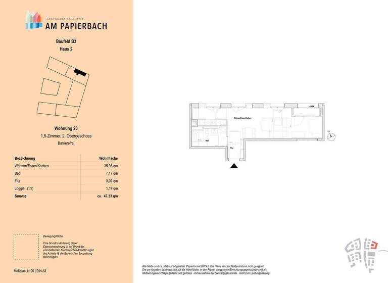 Wohnung zum Kauf - Erstbezug provisionsfrei 429.900 € 1,5 Zimmer 47,3 m² 2. Geschoss Landsberg Landsberg am Lech 86899