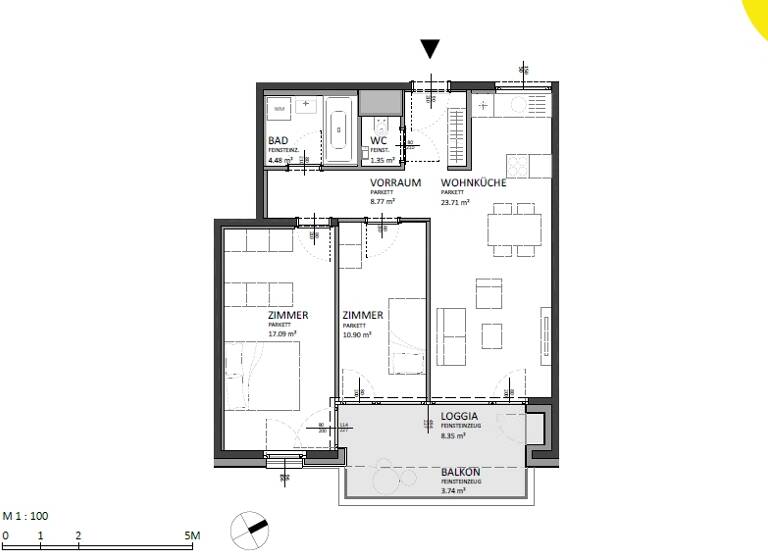 Wohnung zum Kauf 441.000 € 3 Zimmer 74,7 m² 4. Geschoss Josef-Deutsch-Strasse 5 Wien 1100
