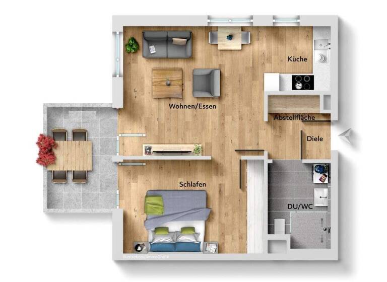 Wohnung zum Kauf 298.000 € 2 Zimmer 57 m² Feuerbach Stuttgart (Feuerbach) 70469