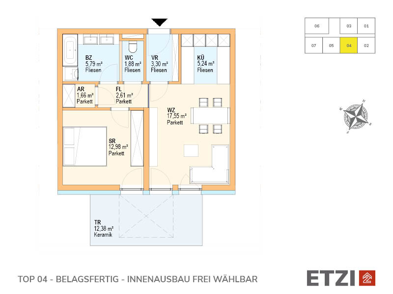 Wohnung zum Kauf provisionsfrei 259.500 € 2 Zimmer 51 m²<br/>Wohnfläche Mautern an der Donau 3512