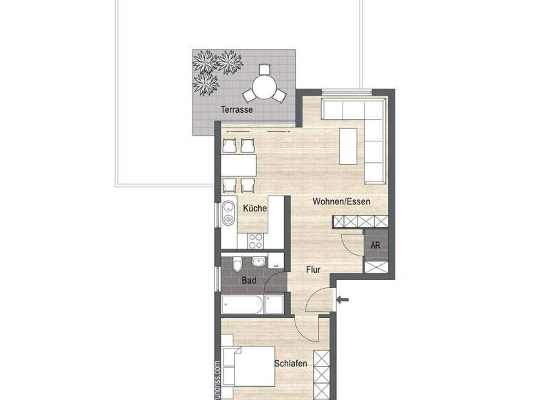 Wohnung zum Kauf 229.000 € 2,5 Zimmer 62 m² EG Höchstberg Gundelsheim-Höchstberg 74831