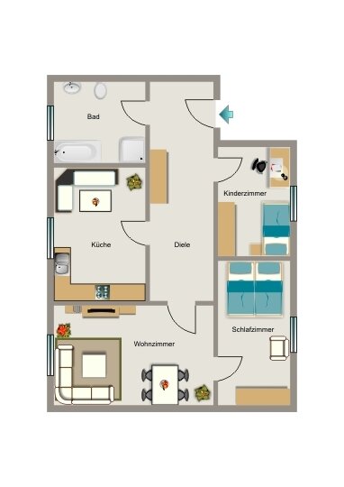 Wohnung zur Miete 496 € 3,5 Zimmer 54,1 m²<br/>Wohnfläche EG<br/>Geschoss Körnerstraße 12 Lünen - Nord Lünen 44534