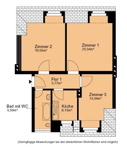 Wohnung zur Miete 379 € 3 Zimmer 71,2 m²<br/>Wohnfläche 3.<br/>Geschoss Heinrich-Lorenz-Straße 9 Gröba Riesa 01591