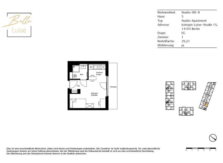 Studio zur Miete - Erstbezug 920 € 1 Zimmer 29,2 m² EG Königin-Luise-Straße 15 Dahlem Berlin 14195