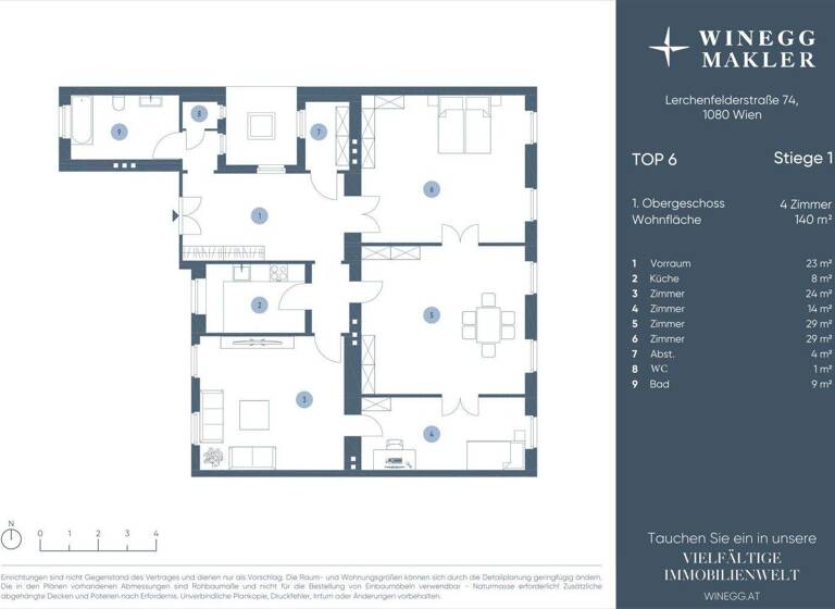 Wohnung zum Kauf 990.000 € 4 Zimmer 140 m² 2. Geschoss Lerchenfelder Straße Wien 1080
