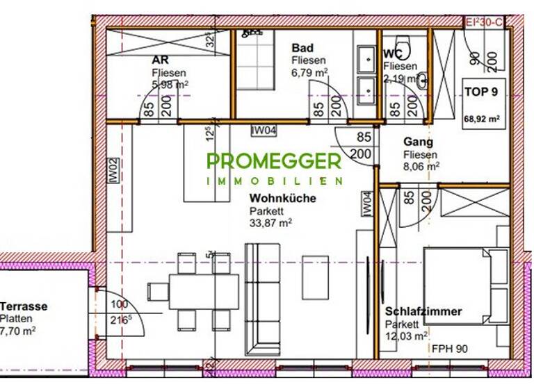 Wohnung zum Kauf 313.600 € 2 Zimmer 68,9 m² 2. Geschoss Aigen im Ennstal 8943