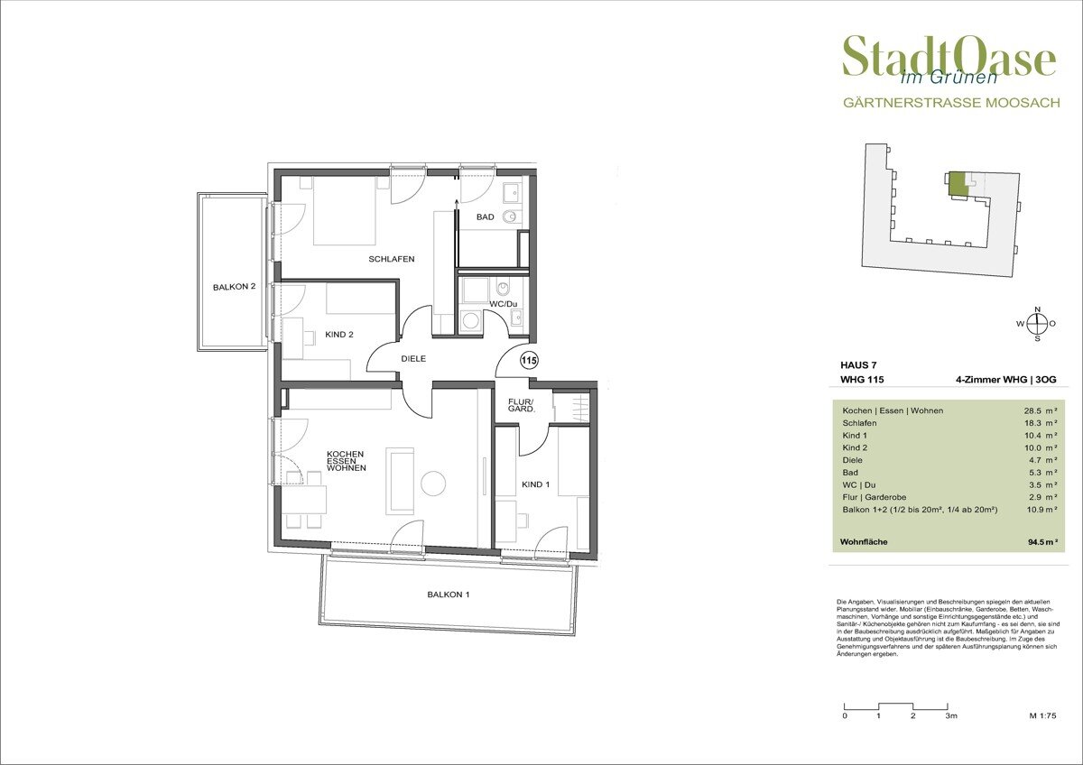 Wohnung zum Kauf provisionsfrei 1.119.900 € 4 Zimmer 94,5 m²<br/>Wohnfläche 3.<br/>Geschoss Alt Moosach München-Moosach 80992