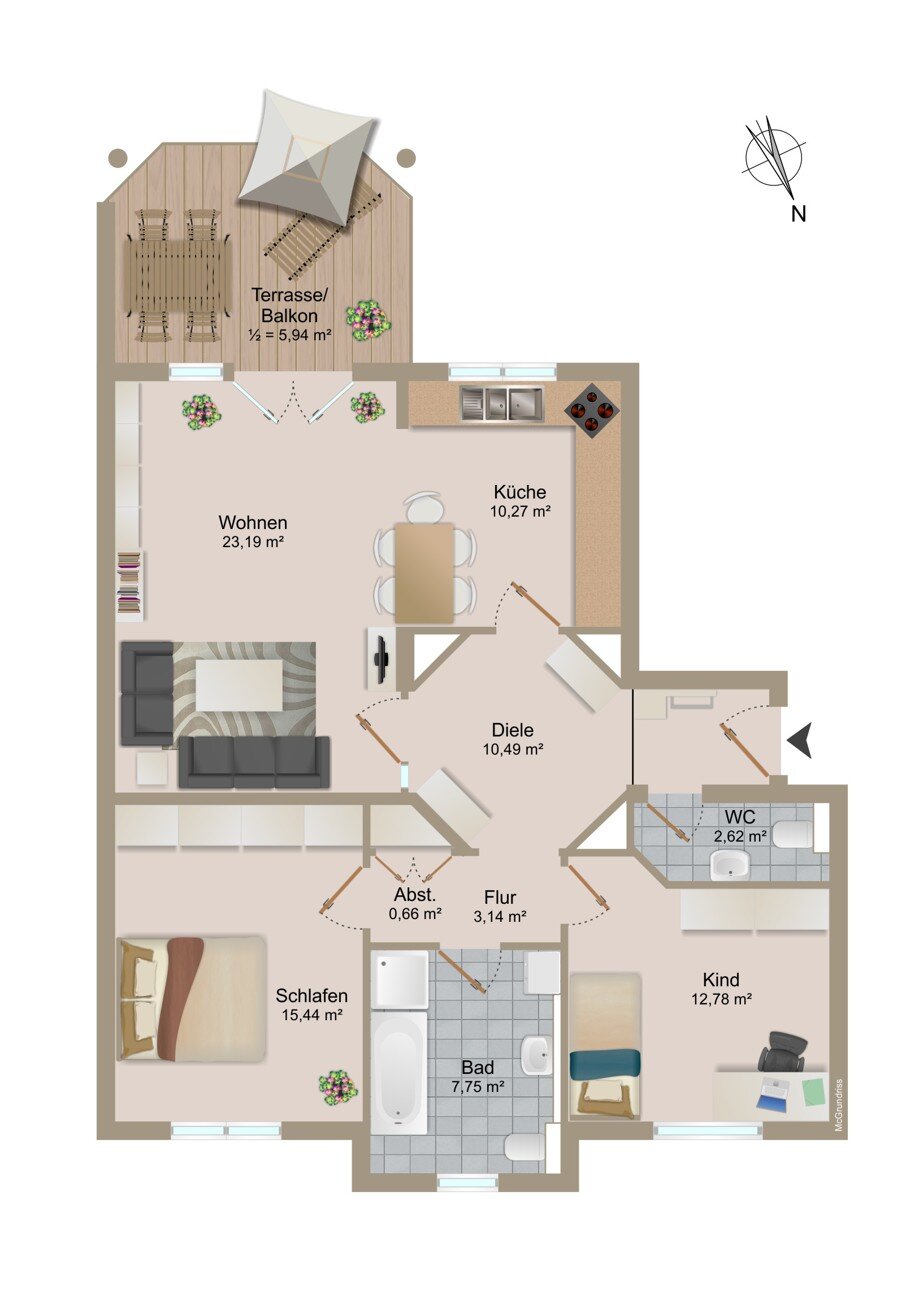 Wohnung zur Miete 1.590 € 3 Zimmer 89 m²<br/>Wohnfläche 4.<br/>Geschoss Rieselfeld Freiburg im Breisgau 79111