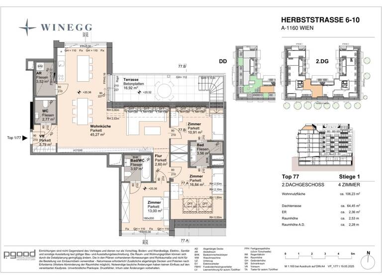 Wohnung zum Kauf - Erstbezug 937.700 € 4 Zimmer 106,2 m² 6. Geschoss Herbststraße 6-10 Wien 1160
