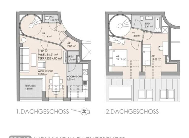 Wohnung zur Miete - Erstbezug 1.592 € 3 Zimmer 84,2 m² 4. Geschoss Mitterberggasse Wien 1180
