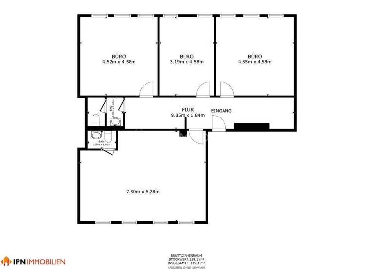 Büro zur Miete 1.730 € 4 Zimmer Stadtmitte Rostock 18055