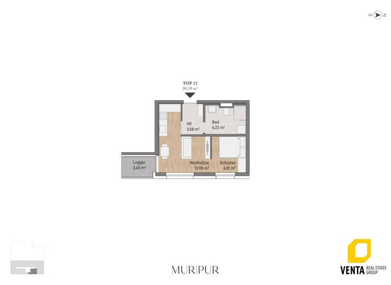 Wohnung zum Kauf 151.565 € 1 Zimmer 30,6 m² 2. Geschoss Lagergasse 56 Gries Graz 8020