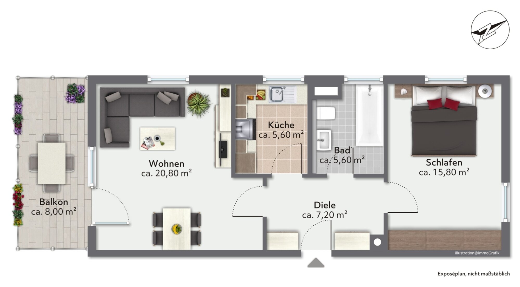 Wohnung zum Kauf 199.000 € 2 Zimmer 59 m²<br/>Wohnfläche Rohrdorf 83101