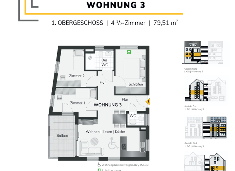 Wohnung zum Kauf provisionsfrei 508.900 € 4,5 Zimmer 79,5 m² Oeffingen Fellbach-Oeffingen 70736