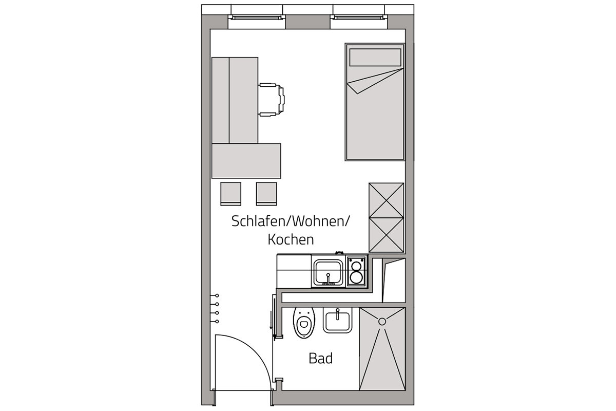 Studio zum Kauf 149.900 € 1 Zimmer 20,1 m²<br/>Wohnfläche 3.<br/>Geschoss Grombühl Würzburg 97076