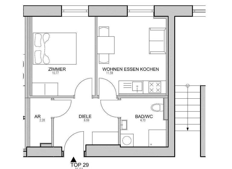 Wohnung zur Miete 386 € 2 Zimmer 36 m² 4. Geschoss Max Tendler-Straße 13 Leoben 8700