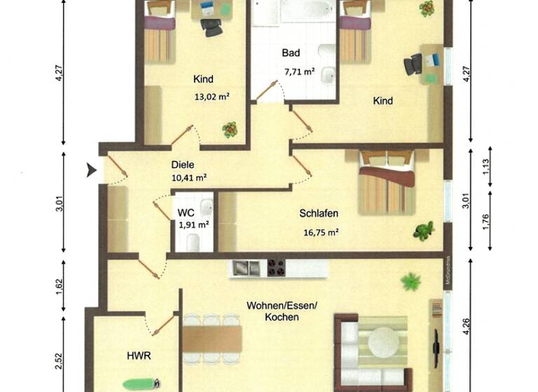 Wohnung zur Miete - Erstbezug 1.150 € 4 Zimmer 107 m² 1. Geschoss frei ab sofort Buer Melle 49328