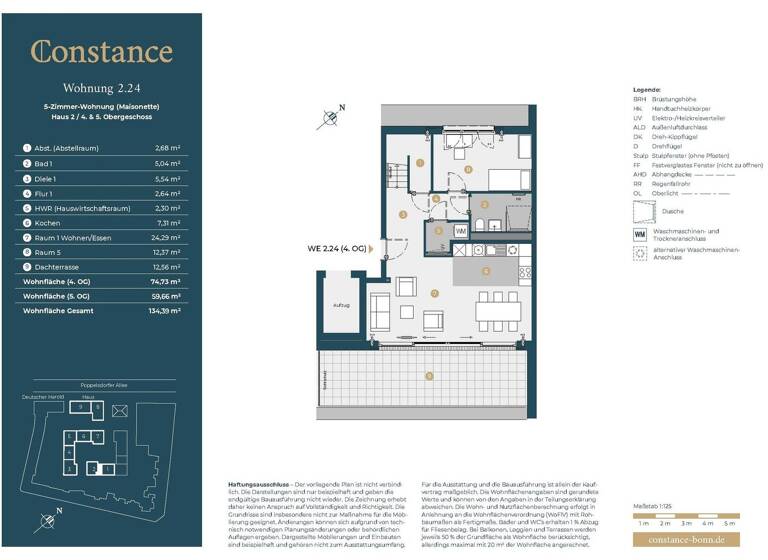 Maisonette zum Kauf - Erstbezug 1.299.000 € 5 Zimmer 134,4 m² 4. Geschoss Zentrum Bonn 53115