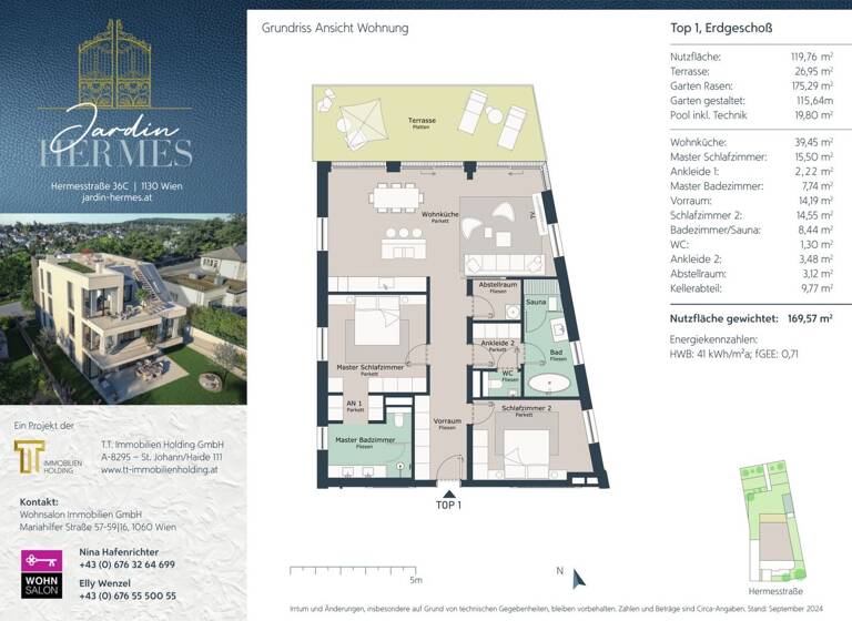 Wohnung zum Kauf - Erstbezug 1.995.000 € 3 Zimmer 105,1 m² EG Friedenszeile 41 Wien 1130