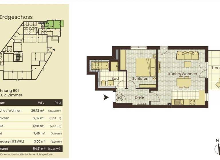 Terrassenwohnung zur Miete - Erstbezug 995 € 2 Zimmer 54,5 m² frei ab 01.07.2026 Ebersberg 85560