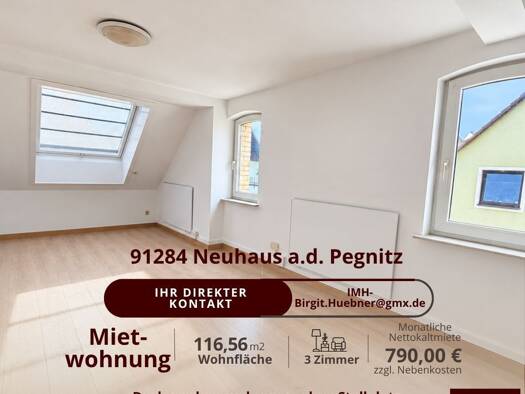 Wohnung zur Miete 790 € 3 Zimmer 116,6 m² Geschoss 2/2 frei ab sofort Neuhaus Neuhaus a.d.Pegnitz 91284