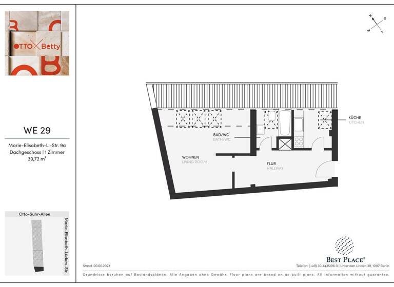 Wohnung zum Kauf provisionsfrei 205.000 € 1 Zimmer 39,7 m²<br/>Wohnfläche Dachgeschoss, 6.<br/>Geschoss Marie-Elisabeth-Lüders-Str. 9a Charlottenburg Berlin 10585