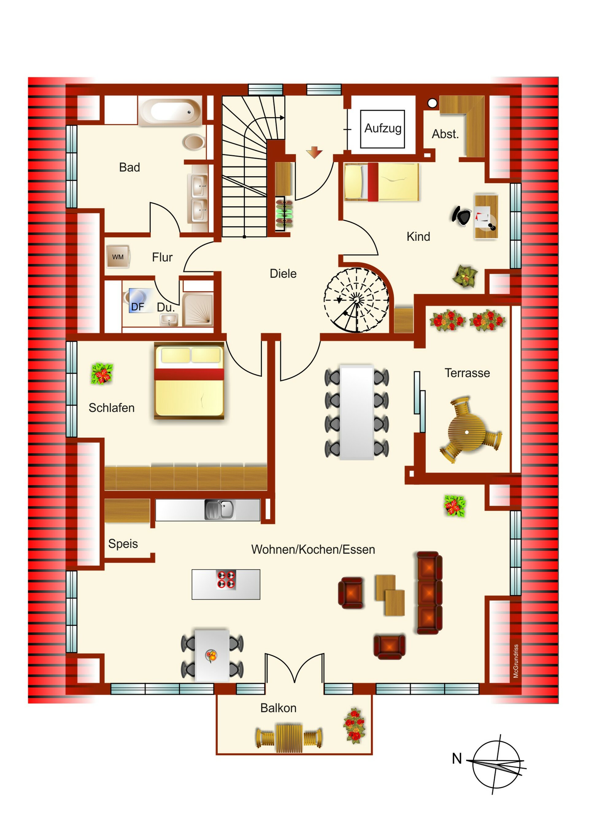 Penthouse zum Kauf 1.690.000 € 3,5 Zimmer 140 m²<br/>Wohnfläche Obermenzing München 81247