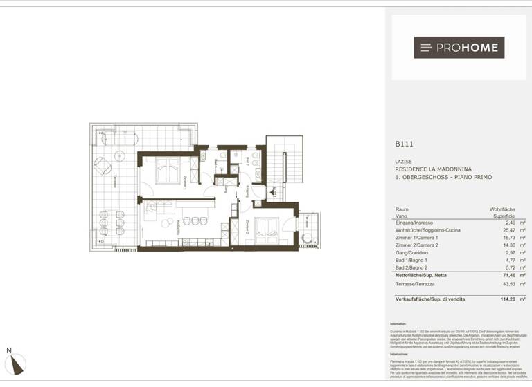 Wohnung zum Kauf 3 Zimmer 71,5 m² Via Mincio Lazise 37017
