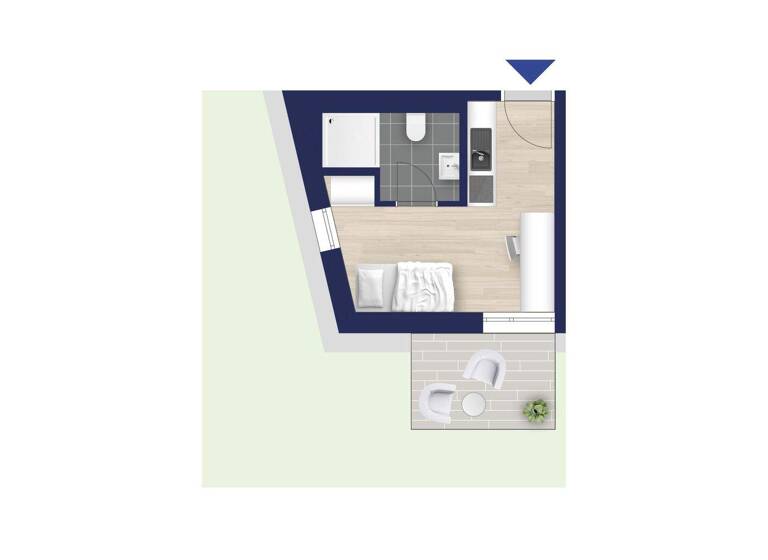 Studio zur Miete 590 € 1 Zimmer 22,1 m² EG frei ab 01.04.2026 Bruck Erlangen 91058