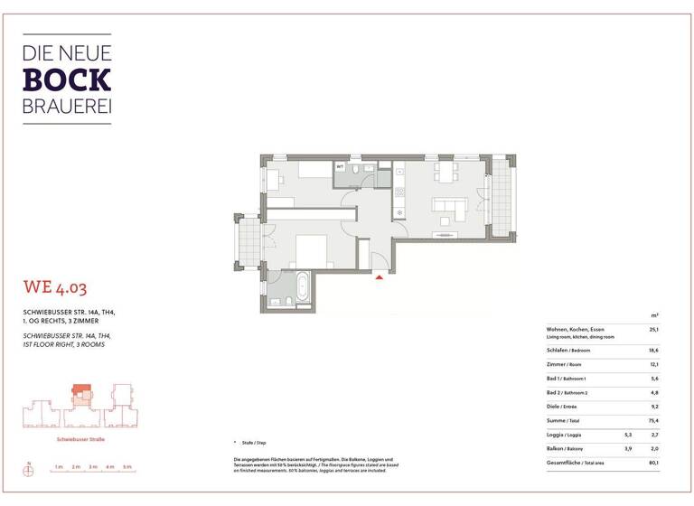 Wohnung zum Kauf - Erstbezug 948.000 € 3 Zimmer 80,1 m² 1. Geschoss Schwiebusser Straße 14 A Kreuzberg Berlin Kreuzberg 10965