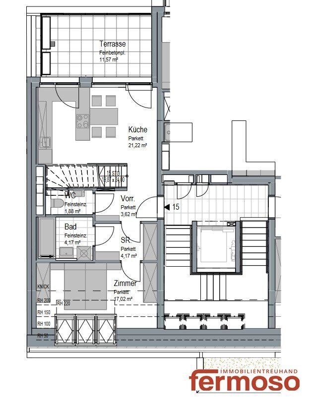 Penthouse zum Kauf provisionsfrei 808.400 € 4 Zimmer 121 m²<br/>Wohnfläche 6.<br/>Geschoss Wien 1230