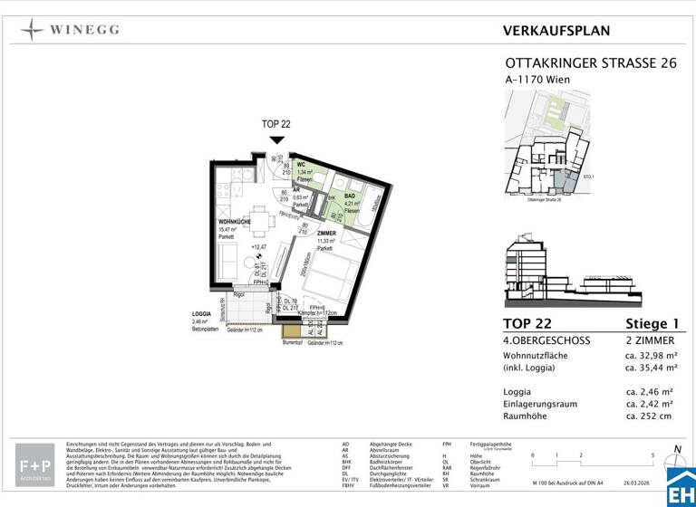 Wohnung zum Kauf - Erstbezug 295.000 € 2 Zimmer 33,1 m² 4. Geschoss frei ab 01.06.2026 Ottakringer Straße Wien 1170