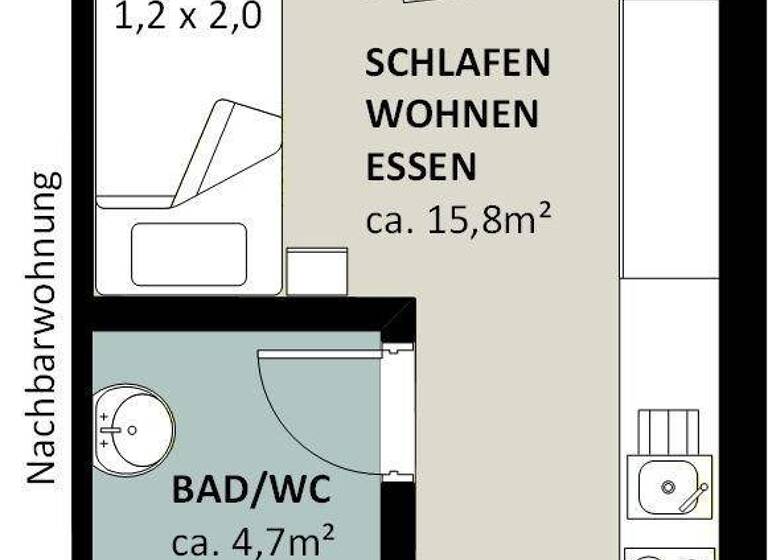 Studio zur Miete 720 € 1 Zimmer 21 m² 2. Geschoss frei ab 01.04.2026 Drevesstraße 8 Feldkirch 6800