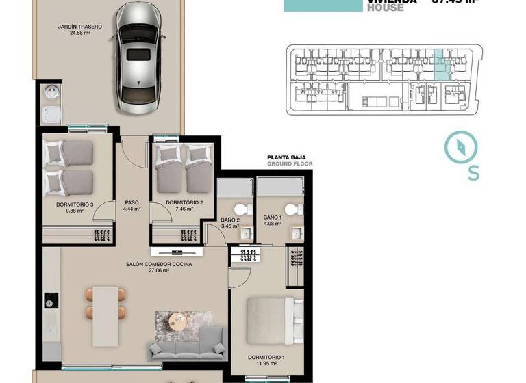 Bungalow zum Kauf provisionsfrei 370.000 € 4 Zimmer 87 m² 56 m² Grundstück Calle NORTE Pilar de la Horadada 03191